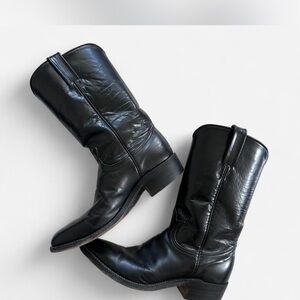 Tony Lama Black Leather Heeled Boots